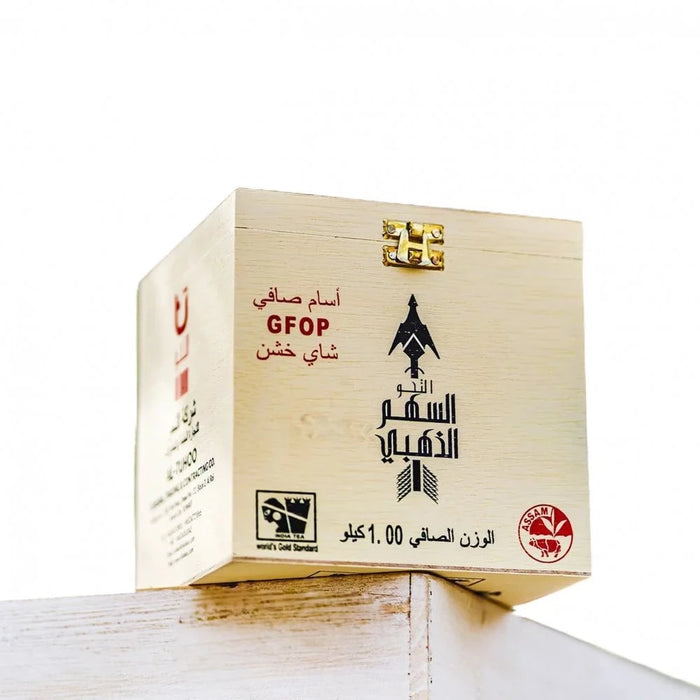 التحو - شاي اسام السهم الذهبي صندوق خشب 1 كجم  | AL Tuhoo - Assam Golden Arrow Tea Wooden Box 1 kg