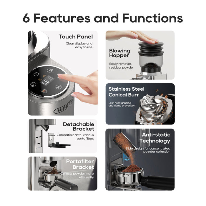 HiBREW G7 – Automatic Coffee Grinder-sliver | فضي-HiBREW G7 – مطحنة قهوة كهربائية أوتوماتيكية