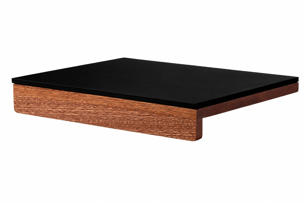 MUVNA Wood Grain Corner Tamping Mat – Black/Wood | حصيرة كبس القهوة موفنا الخشبية مع السيليكون – أسود وخشبي