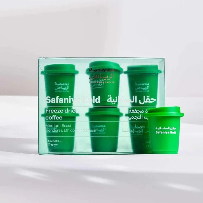 Arriyadh Roastery  - Safaniya Fleld Instant Dry Coffee 6 Pieces  | محمصة الرياض - قهوة حقل السفانية المختصة سريعة التحضير 6 كبسولات حبات