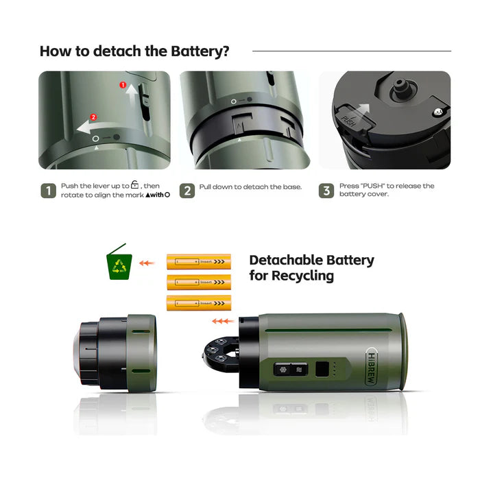 HiBrew – Portable H4C Explorer Espresso Maker with Detachable Battery H4C 20 Bars Green