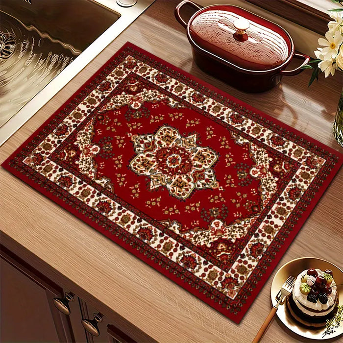 Elegant Floral Pattern Absorbent Kitchen Counter Mat 20 x 30 cm