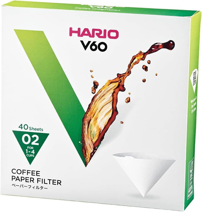 Hario V60 White Paper Filter 02 – 40 Sheets | فلتر ورقي هاريو V60 أبيض مقاس 02 – 40 فلتر