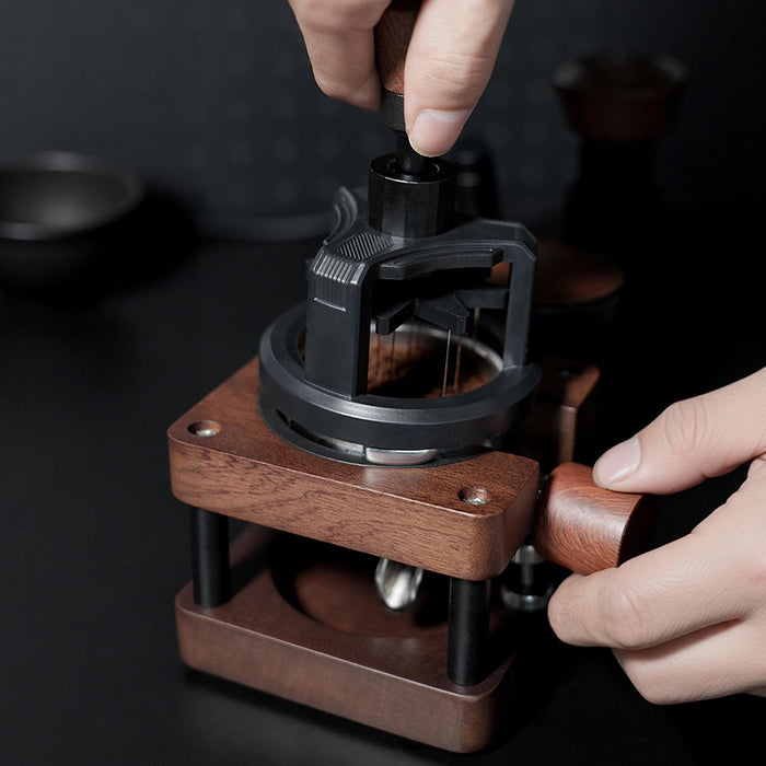 HiBREW Master Rotary WDT Coffee Distributor – 58mm – Magnetic Needle Distribution Tool – Hardwood Handle