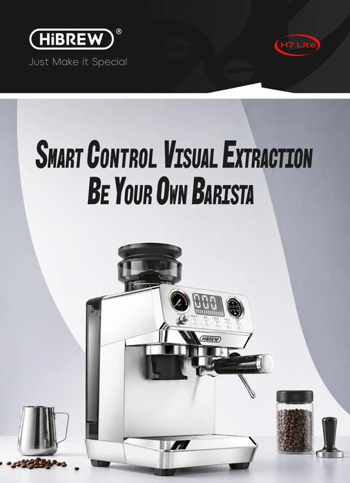 HiBREW H7 Lite – All-in-One Espresso Machine - silver | HiBREW H7 Lite – ماكينة إسبريسو متكاملة مع مطحنة-فضي