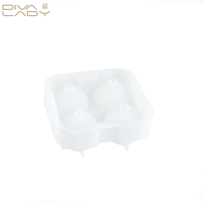 Diva Lady - Rounded Ice Cube White 4 Cubes | ديفا ليدي - قوالب الثلج كروية الشكل ابيض 4 قوالب