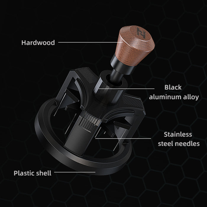 HiBREW Master Rotary WDT Coffee Distributor – 58mm – Magnetic Needle Distribution Tool – Hardwood Handle