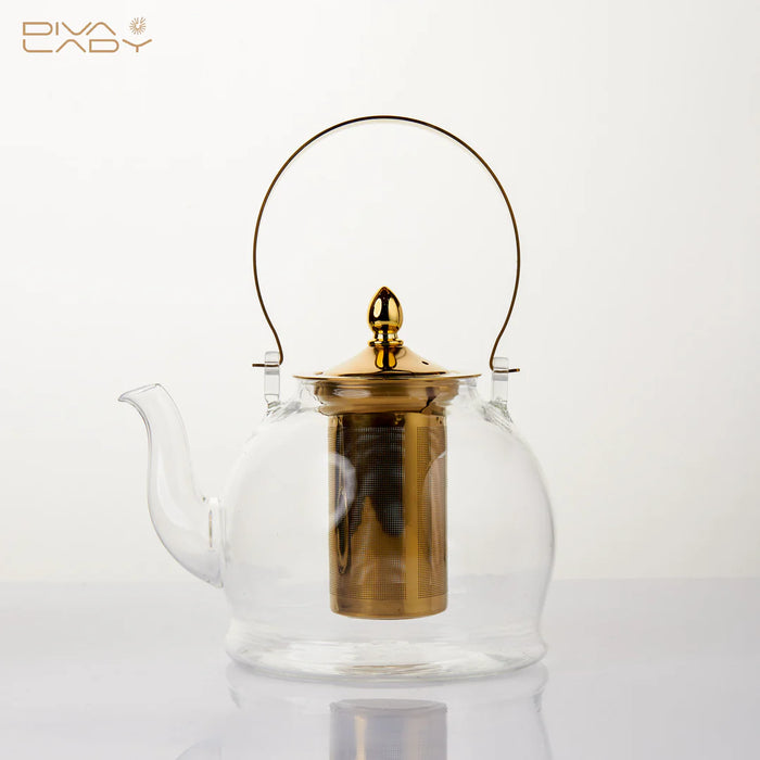 Borosilicate glass Tea Pot 1.5 L | إبريق شاي زجاج البورسليكات 1.5 لتر