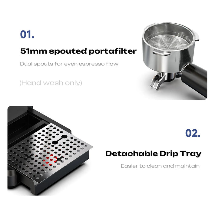 HiBREW H20 Espresso Machine with Built-in Grinder 1.8L 20 bar 1350W