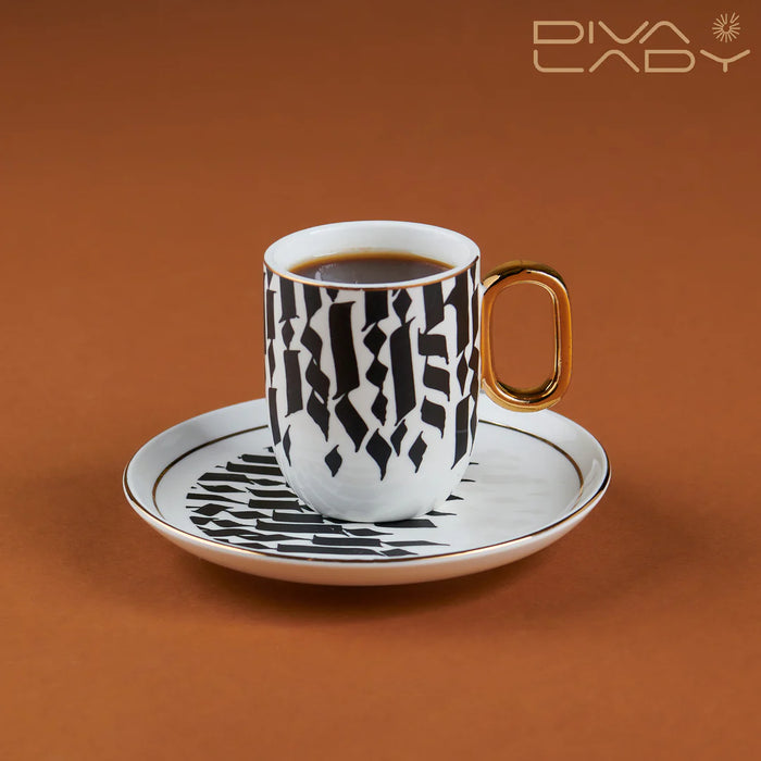 Diva Lady - Set of coffee cups with rakwa | ديفا ليدي - طقم فناجيل القهوة التركية مع الركوة