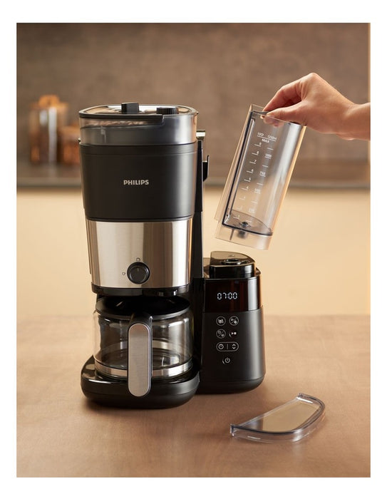 Philips - Drip coffee maker with built-in grinder HD7900 1.25 L Black