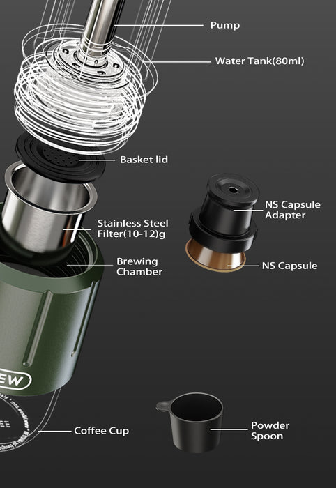 HiBrew – H4D 2-in-1 Portable Ground Hand Press Brewer Espresso Maker