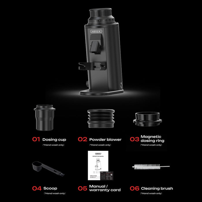 HiBREW G64 Plus Professional Coffee Grinder – 64mm , 150-Level Stepless Adjustment, 380W