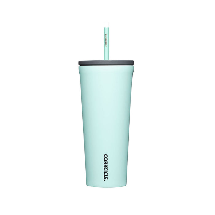 Corkcicle Cold Cup Insulated Tumbler with Straw-Sun Soaked Teal 710 ml| كوركسيكل - كوب معزول مع قشة، فستقي فاتح كولد كب 710 مل