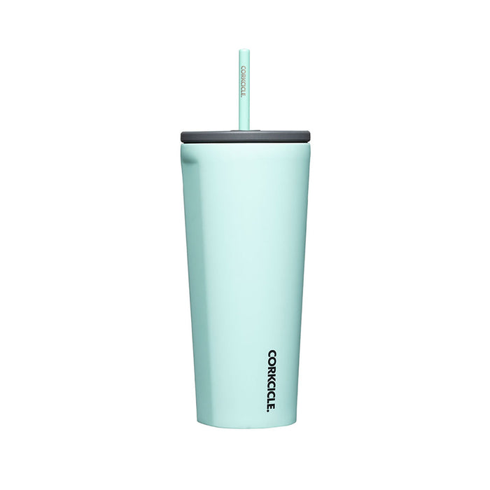 Corkcicle Cold Cup Insulated Tumbler with Straw-Sun Soaked Teal 710 ml| كوركسيكل - كوب معزول مع قشة، فستقي فاتح كولد كب 710 مل