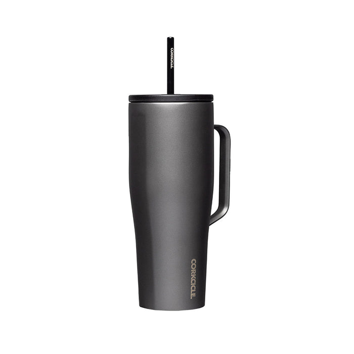 Corkcicle Cold Cup Insulated Tumbler with Straw, XL-Ceramic Slate  887 ml|  كوركسيكل - كوب معزول مع قشة، حجم كبير، رمادي، كولد كب 887 مل