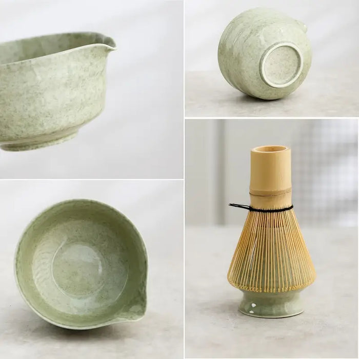 Ceramic Matcha Tea Set – 5‑Piece Green Glaze