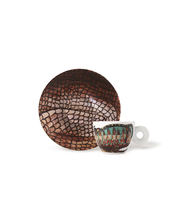 illy Art Collection | Biennale Arte 2024 "Foreigners Everywhere" Limited Edition Cappuccino Cup Set by Mahku & Paula Nicho – Signed and Numbered Porcelain Cups with Saucers