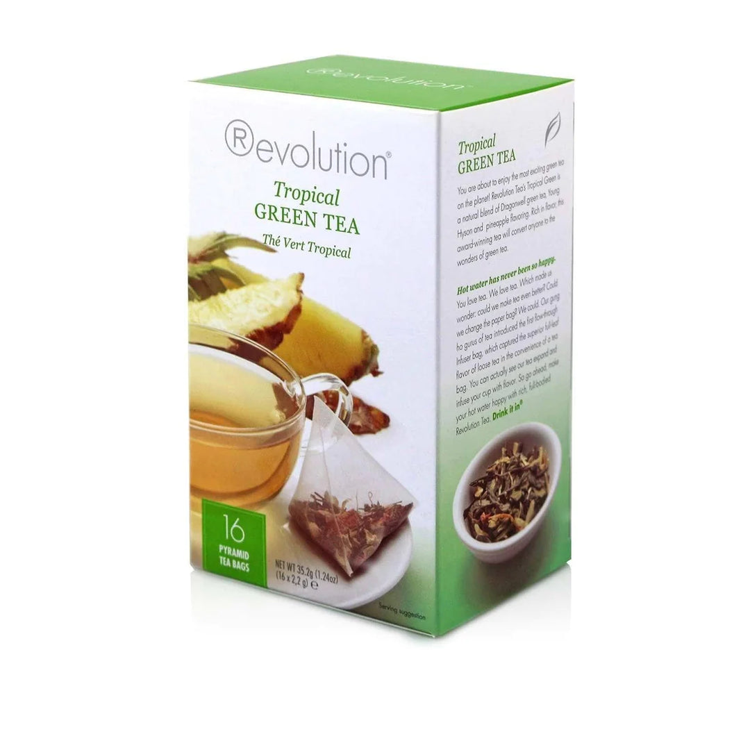 Revolution - Tropical Green Tea - 16 tea bags | الشاي الأخضر الاستوائي - 16 اكياس شاي