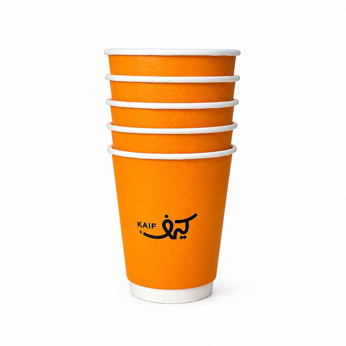 KAIF Paper Cups 12 OZ (18 Pieces) 350 ml (orange) |أكواب ورقية من كيف سعة 350 مل (برتقالي) 12 أونصة (18 قطعة)
