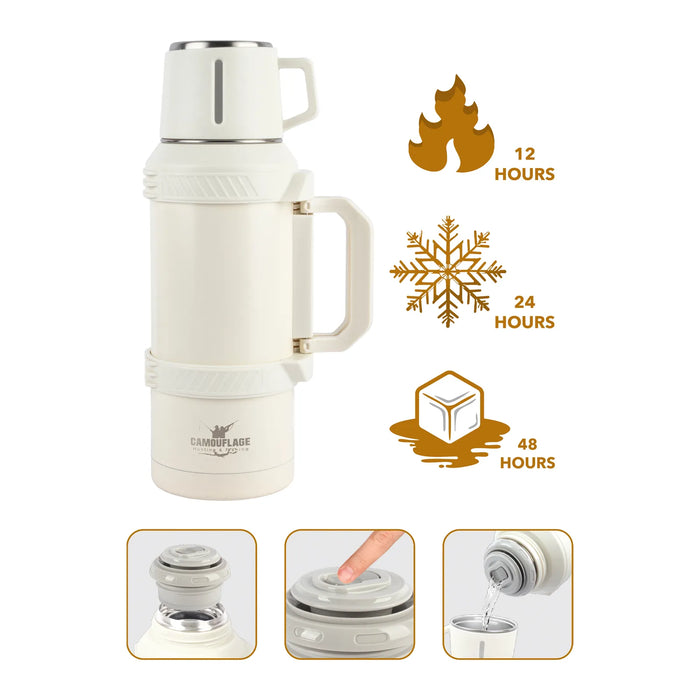 CAMOUFLAGE - TRAVEL THERMOS POT FLASK 2L WHITE