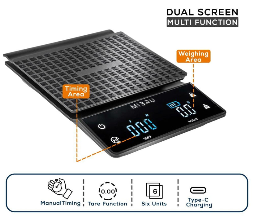 MIBRU - Digital Coffee Scale with Touch Display – Black