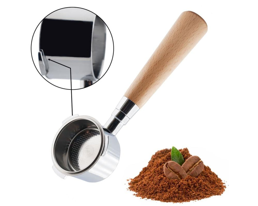 51mm Bottomless Portafilter with 3 Thin Ears – Wooden Handle