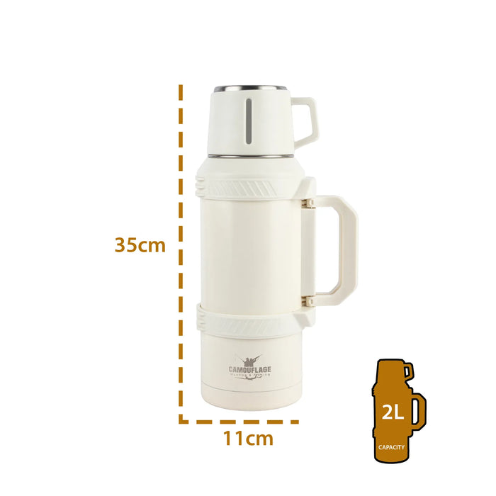 CAMOUFLAGE - TRAVEL THERMOS POT FLASK 2L WHITE