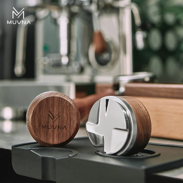 MUVNA Walnut Coffee Distributor 58.5mm – Four-Paddle Base