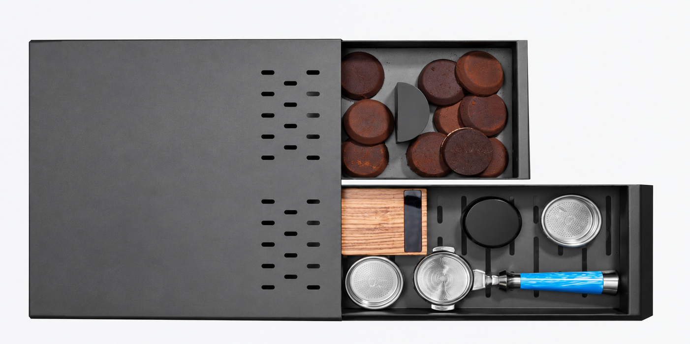 MUVNA Double Drawer Espresso Knock Box – Black |  صندوق تفريغ بقايا الإسبريسو بدرجين  MUVNA – أسود