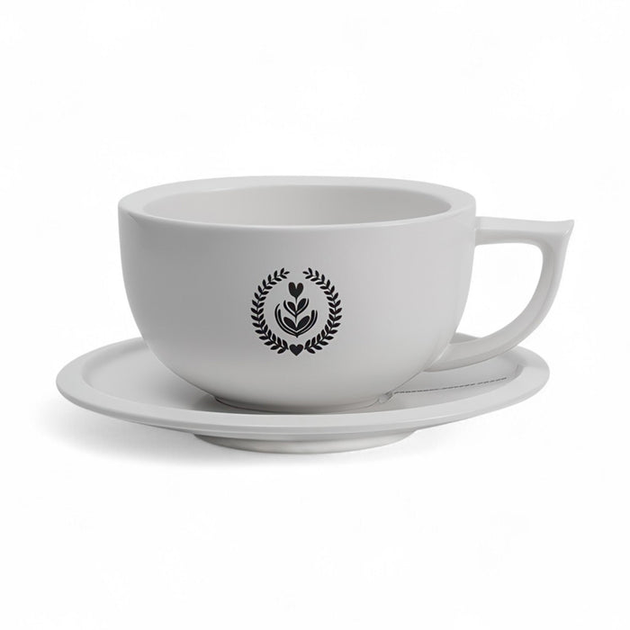 MUVNA - Coffee Ceramic cup with plate 280 ml White  | موفنا -كوب قهوة سيراميك مع صحن ابيض