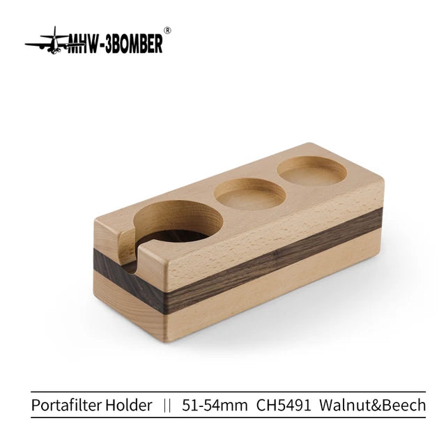 3BOMBER - Wood Portafilter Holder 51-54mm Universal - Walnut & Beech  حامل فلتر القهوة الخشبي مقاس 51-54 ملم عالمي - الجوز والزان