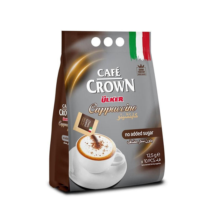 Ulker Cafe Crown -  Cappuccino No Added Sugar 20 Sachets 25 g | اولكر كافيه كراون - كابوتشينو بدون سكر مضاف 20 ظرف 25 جرام