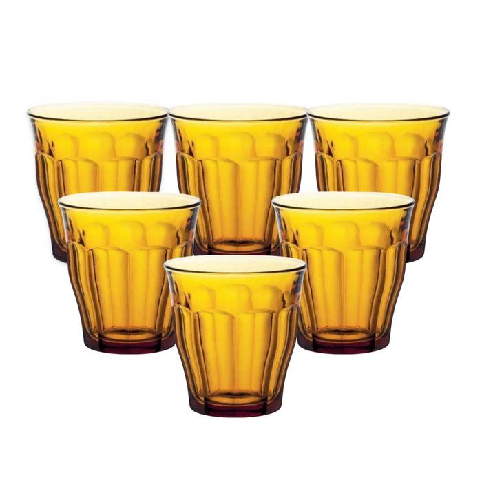 Duralex - Le Picardie® Clear Tumbler, 250mL Set of 6 Yellow