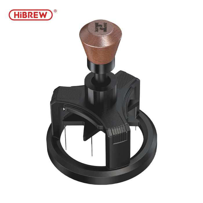 HiBREW Master Rotary WDT Coffee Distributor – 58mm – Magnetic Needle Distribution Tool – Hardwood Handle