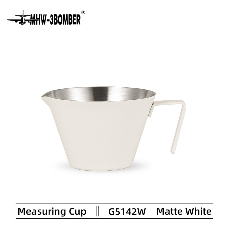 3 Bomber -  Stainless Steel Measuring Cup Single Spout White| كوب وزن القهوة ستانلس ستيل أبيض