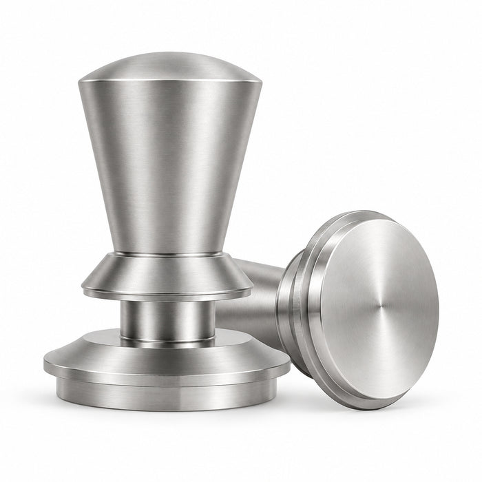 MUVNA Adjustable Espresso Coffee Tamper 53mm – Flat Base, silver | مكبس قهوة MUVNA فضي قابل للتعديل بقاعدة مسطحة 53 مم