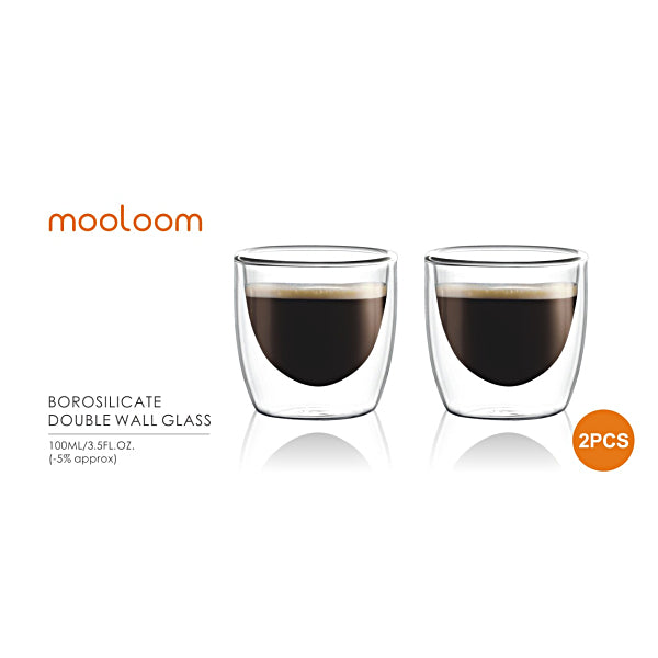 Mooloom - Coffee Borosilicate Double Wall glass cup | مولوم - اكواب القهوة الزجاجية مزدوجة الجدار من البورسليكات