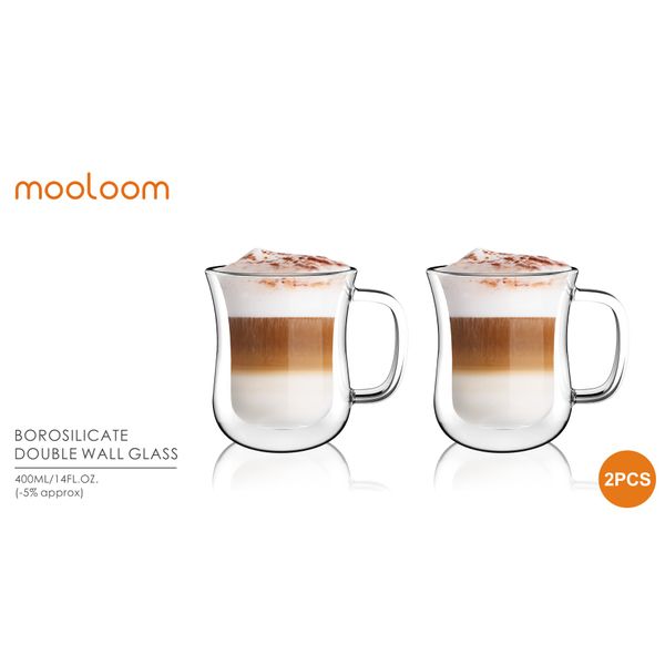 Mooloom - Coffee Borosilicate Double Wall glass cup | مولوم - اكواب القهوة الزجاجية مزدوجة الجدار من البورسليكات