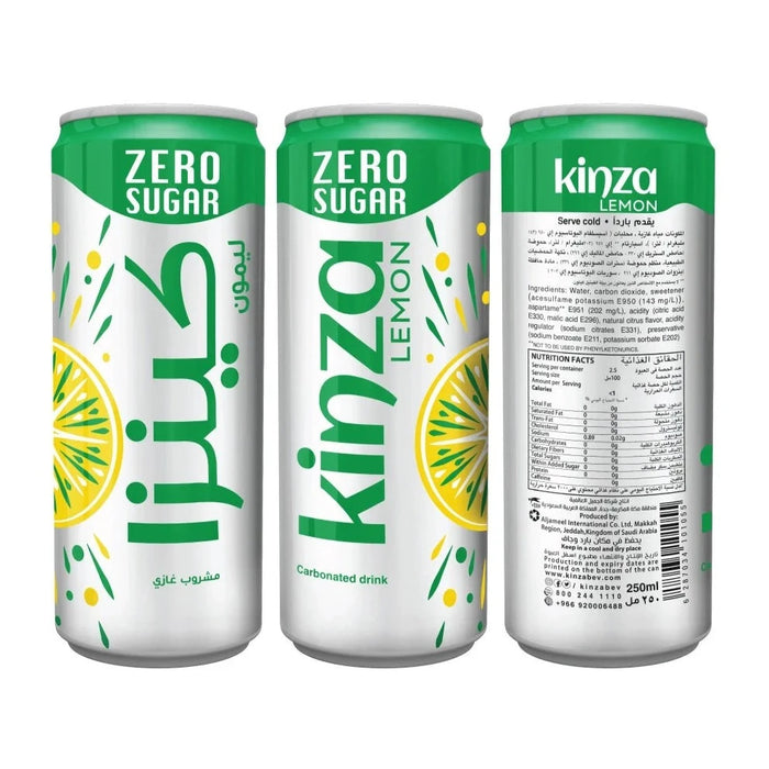 Kinza - Carbonated Drink Lemon Zero ( 6 x 250 ml )