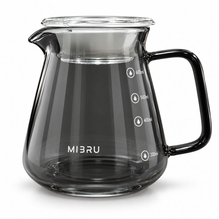 MIBRU Glass Coffee Server with Lid – 600 ml – Dark