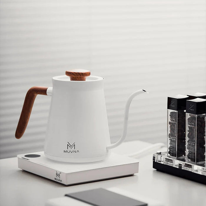 MUVNA YAOGUANG Smart Temperature Control Pour-Over Kettle – White | غلاية قهوة MUVNA YAOGUANG الذكية للتحكم بدرجة الحرارة – أبيض
