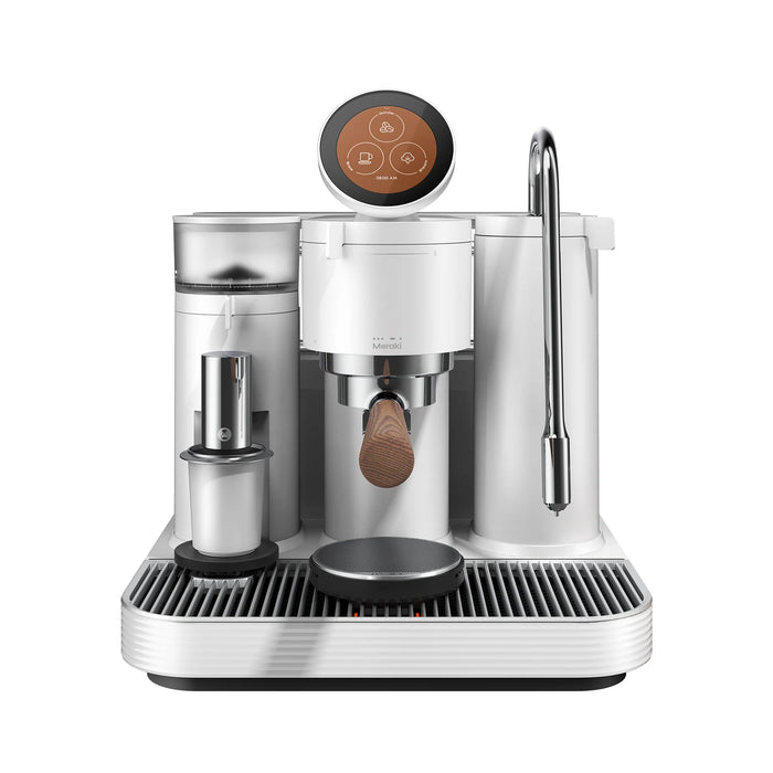 Meraki Gen2 Espresso Machine – Dual Boiler, Rotary Pump & Built-in Grinder with Dual Scales White