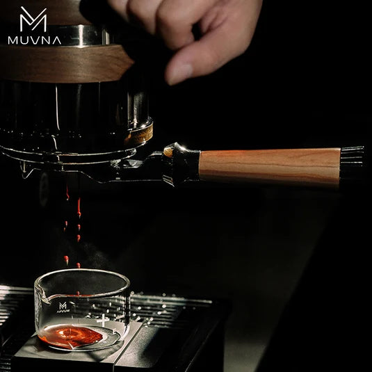 MUVNA Bottomless Portafilter with Basket – Wood Grain – 51mm – Three-Ear