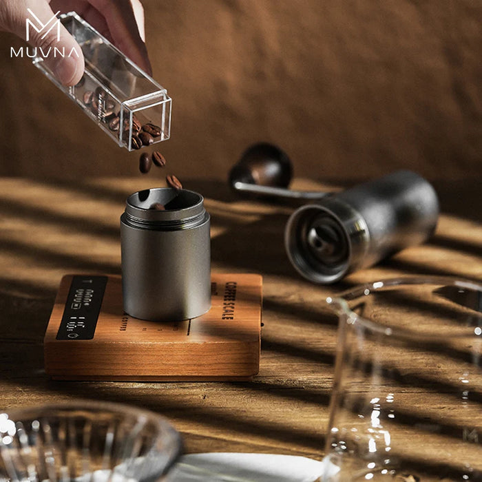 MUVNA Smart Coffee Electronic Scale – Natural Walnut Wood | ميزان قهوة MUVNA Smart الرقمي بخشب الجوز الطبيعي – بني خشبي