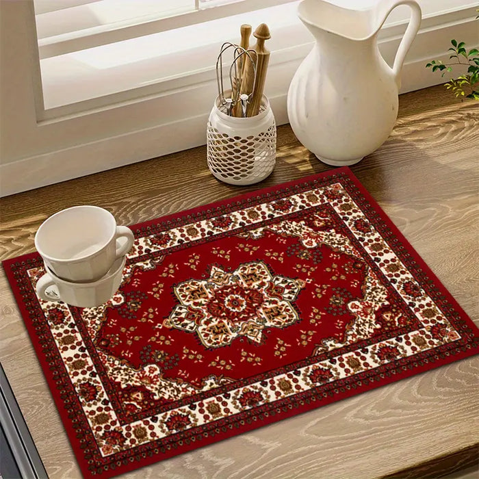 Elegant Floral Pattern Absorbent Kitchen Counter Mat 20 x 30 cm