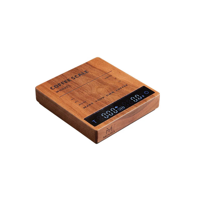 MUVNA Smart Coffee Electronic Scale – Natural Walnut Wood | ميزان قهوة MUVNA Smart الرقمي بخشب الجوز الطبيعي – بني خشبي