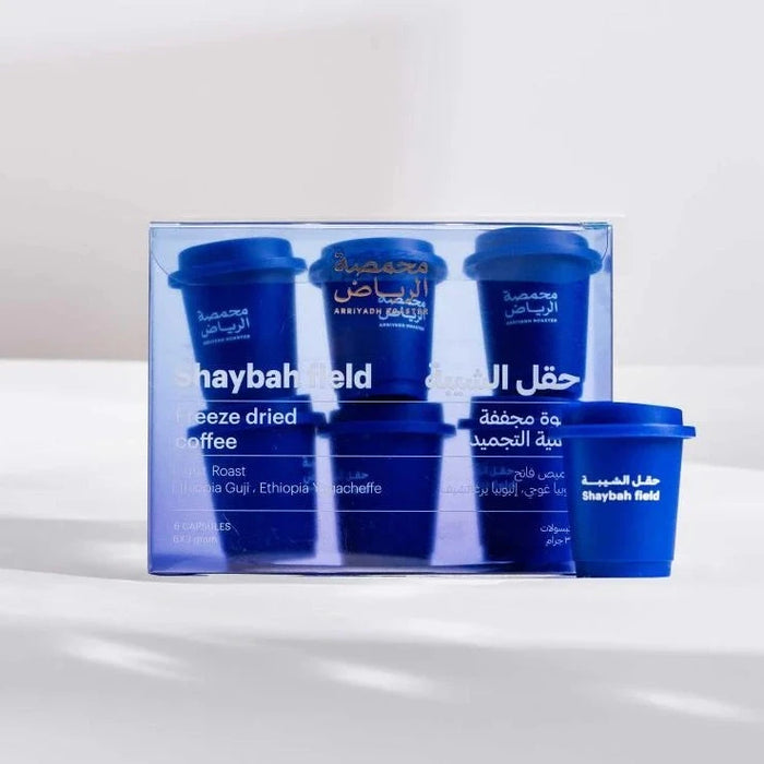 Arriyadh Roastery  - Shaybah Fleld Instant Dry Coffee 6 Pieces  | محمصة الرياض - قهوة حقل الشيبة المختصة سريعة التحضير 6 كبسولات حبات