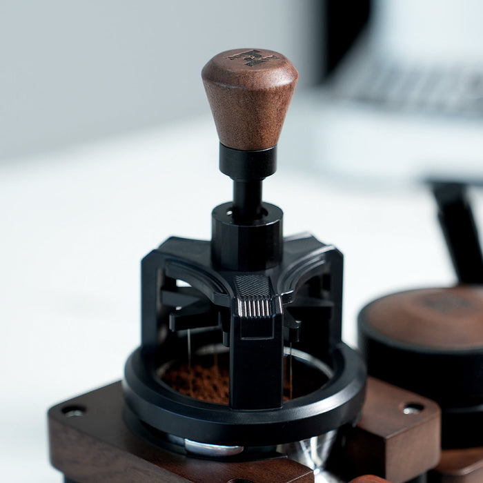 HiBREW Master Rotary WDT Coffee Distributor – 58mm – Magnetic Needle Distribution Tool – Hardwood Handle