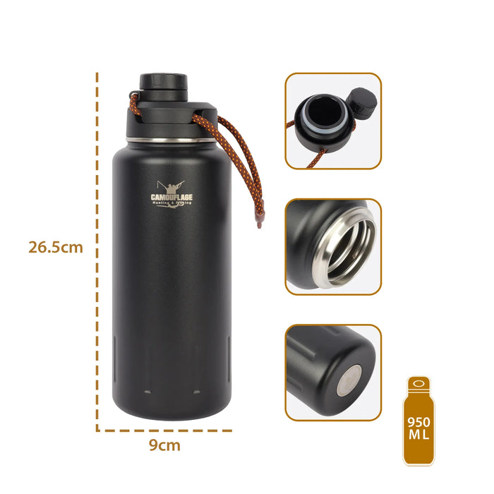 CAMOUFLAGE - THERMAL BOTTLE 950ML BLACK